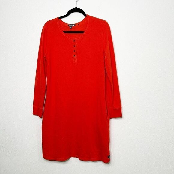 Toad & Co Women’s Orange Long Sleeve Thermal Dress Pockets Size M - Picture 1 of 14